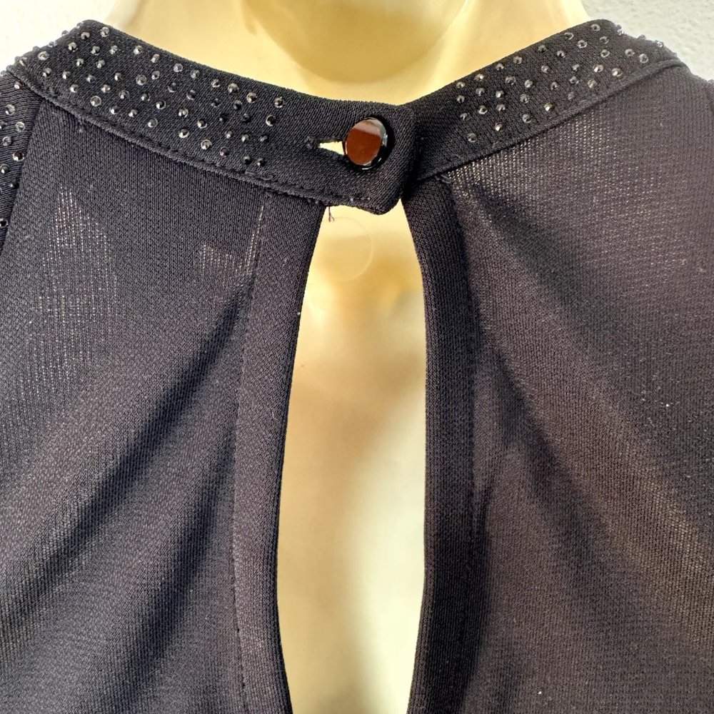 Lauren Ralph Lauren Black Midi Dress Size Large L Halter Gem Evening Formal - Picture 10 of 13